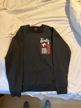Barbie Black Crewneck with Pink and White Graphic